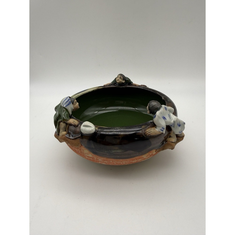 Antique Japanese Sumida-Gawa Pottery Bowl by Inoue Ryosai SIGNED By Artist